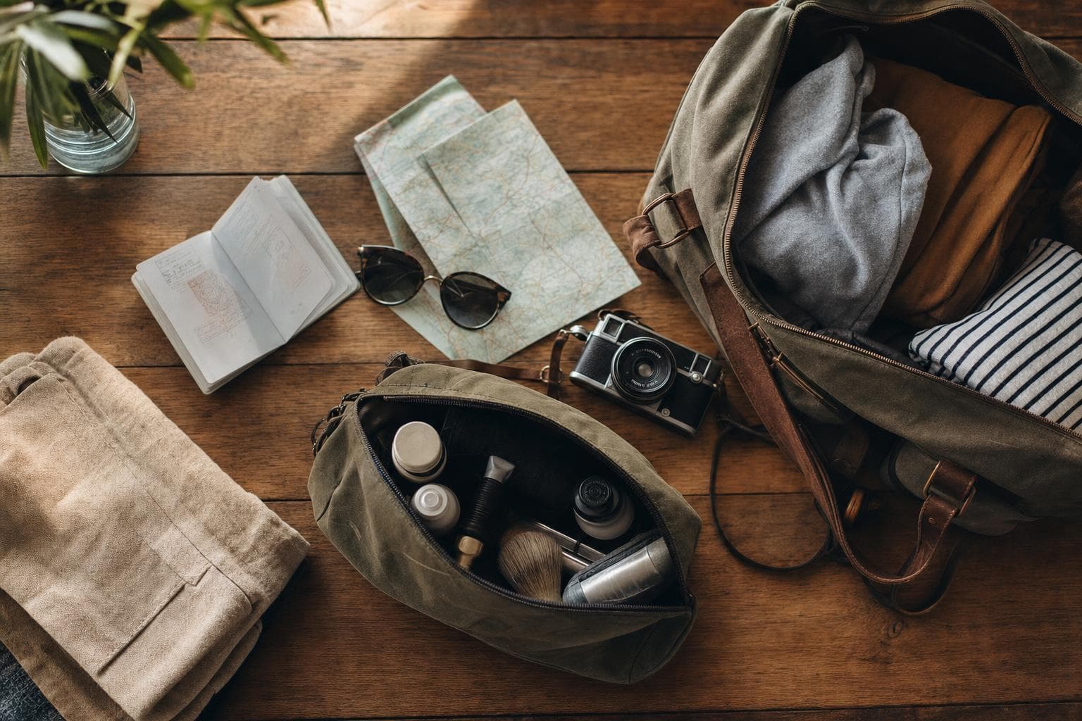 Préparation de voyage, essentiels